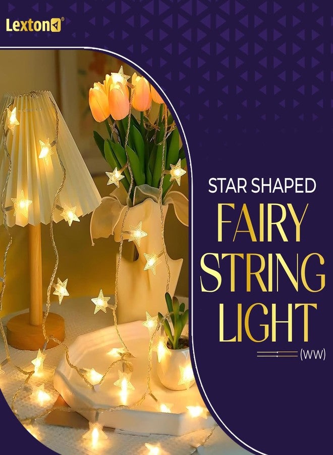 Lexton Small Star Shaped 20 Led Fairy String Light | Suitable for Home & Outdoor Decoration, Diwali, Christmas, Wedding, Party, Festival (Pack of 1, Warm White) - Image 3